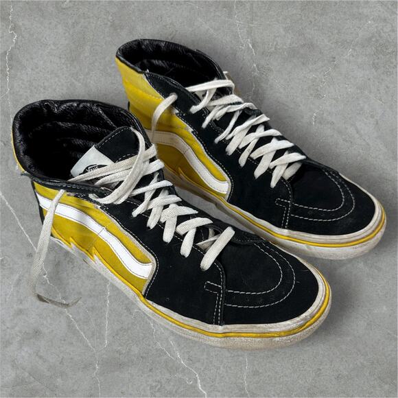 Vans Sk8 Hi Bolt Mens Shoes Sneaker Yellow Black Size 9.5 High Top Lace Canvas - Picture 1 of 8